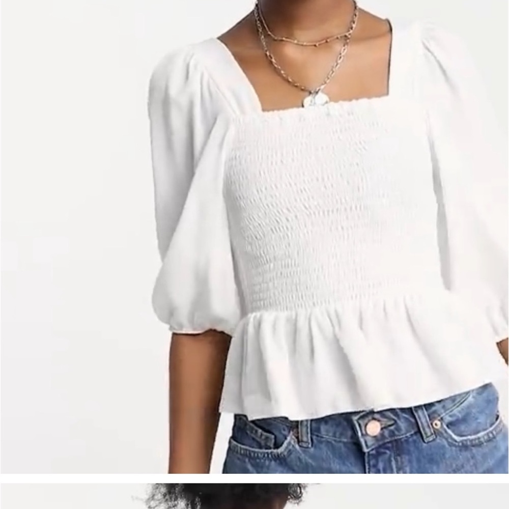 New Look white puff sleeve top. White. Size 6